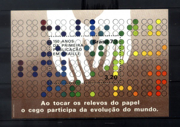 BLOCO DO BRASIL - ANO 1979 - 150 ANOS DO 1 PUBLICAÇÃO DO BRAILLE