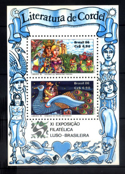 BLOCO DO BRASIL - ANO 1986 - XI EXPOSIÇÃO FILATELICA LUSO - BRASILEIRA -LITERATURA DE CARDEL