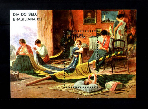 BLOCO DO BRASIL - ANO 1988 - BRASILIANA 89 -TEMA - DIA DO SELO