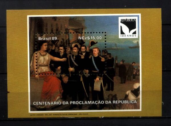 BLOCO DO BRASIL - ANO 1989 - CINTENARIO DA PROCLAMAÇÃO DA REPUBLICA - NOVO