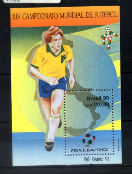 BLOCO DO BRASIL - ANO 1990 - XIV CAMPEONATO MUNDIAL DE FUTEBOL-ITALIA 90 - NOVO
