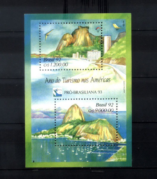 BLOCO DO BRASIL -ANO 1992 - TEMA - ANO DO TURISMO NAS AMIERICA- NOVO