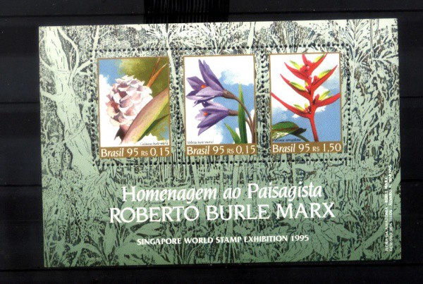 BLOCO DO BRASIL - ANO 1995 - HOMENAGEM AO PAISAGISTA  ROBERTO BURLE MARX