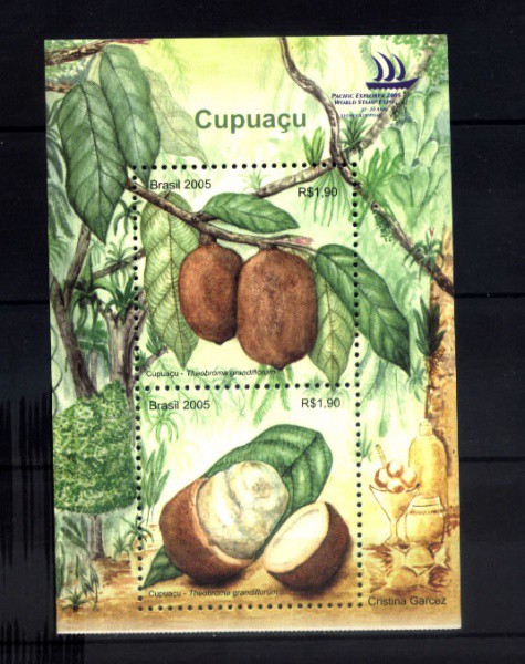 BLOCO DO BRASIL- ANO 2005 - CUPUAÇU - TEMA - SABOR EXOTICO DA AMAZONAS -NOVO
