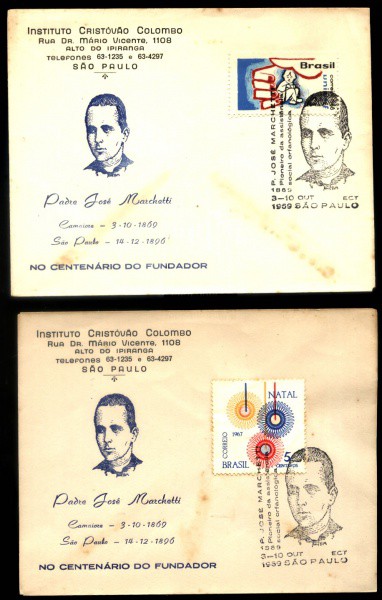 2 - ENVELOPES COM CARIMBO TEMATICO - SELOS DIFERENTES - TEMA RELIGIÃO