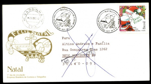 ENVELOPE DO BRASIL -  ANO 1992 - CARIMBO TEMATICO - CIRCULADO - TEMA - NATAL 92