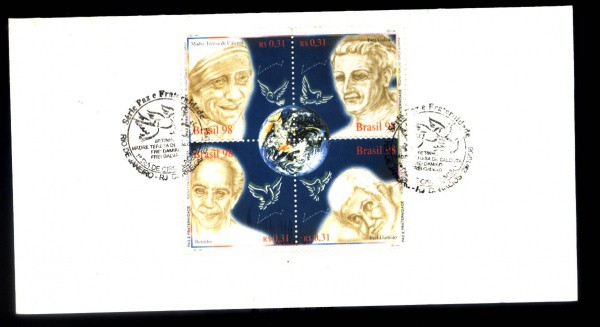 ENVELOPE DO BRASIL - ANO 1998 - CARIMBO TEMATICO - TEMA - SERIE PAZ E FRATERNIDADE  - NOVO
