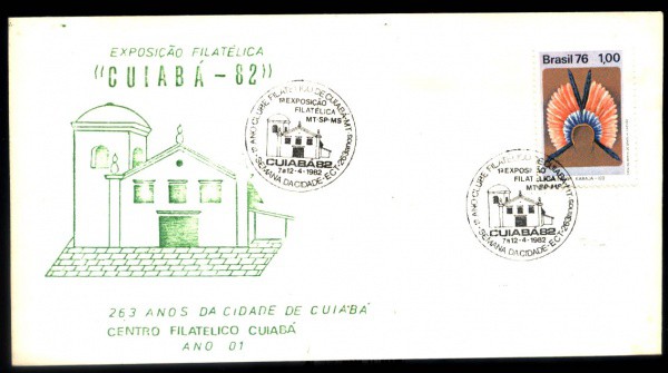 ENVELOPE DO BRASIL - ANO 1982 - CARIMBO TEMATICO - TEMA - 1 ANO DO CLUBE FILATELICO DE CUIABA 82