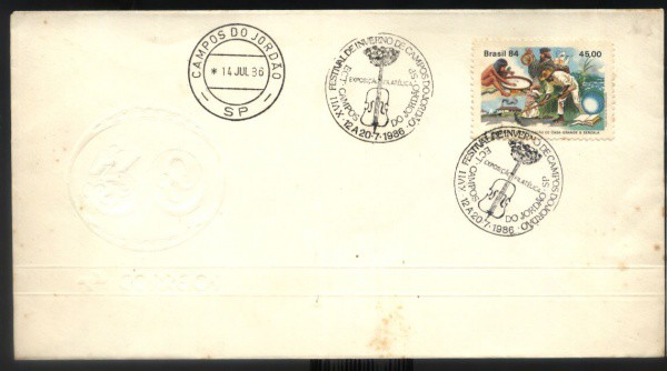 ENVELOPE DO BRASIL - ANO1986 - CARIMBO TEMATICO - TEMA - FESTIVAL DE INVERNO DE CAMPOS DO JORDÃO