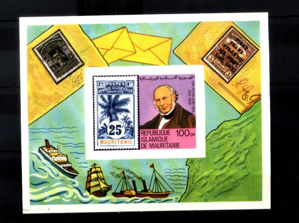BLOCO DE MAURITANIA - SELO SOBRE SELO - SIR ROWLAND HILL- ANO 1795/1879
