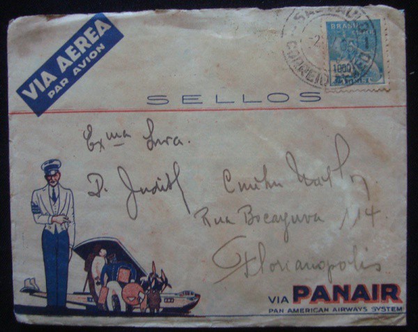 Envelope da Cia Aérea Panair 1938 .