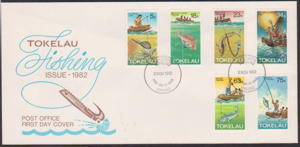 Tokelau - Envelope FDC com série completa de selos e carimbos alusivos ao tema pesca!