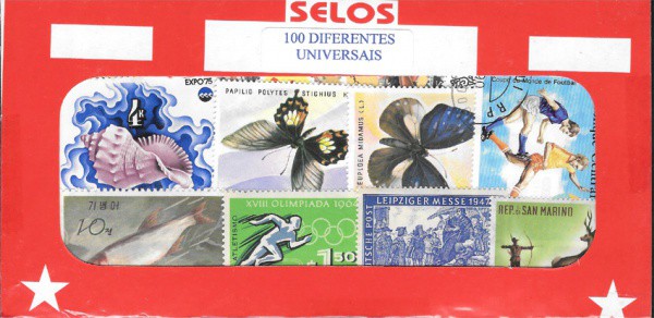 Universais - Pacote com 100 selos universais. Todos perfeitos!