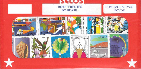 Brasil - Pacote com 100 selos comemorativos do Brasil. Todos sem carimbo, diferentes e perfeitos!