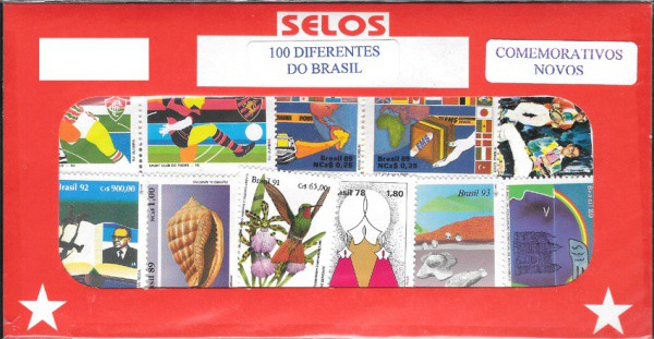 Brasil - Pacote com 100 selos comemorativos do Brasil. Todos sem carimbo, diferentes e perfeitos!