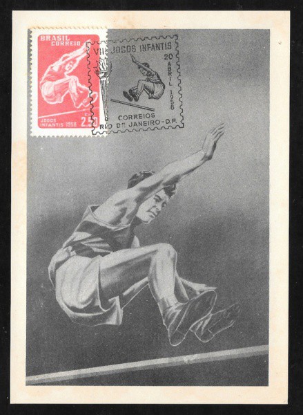 Brasil 1958 - Máximo postal com selo e cartão alusivos aos Jogos Infantis!
