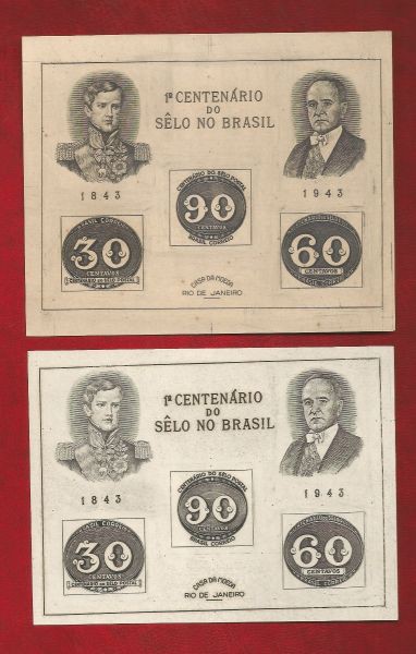 Blocos do Brasil - Centenário do Selo no Brasil - B.7 e B.8 - Tamanho Grande e Tamanho Pequeno - Nov