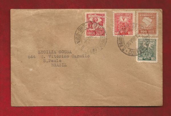 Carta com Selos da Revolução de 1932 - 4 Selos sobre Carta