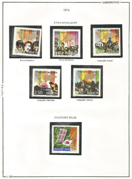 Selos do Brasil - Parte de uma Coleção de Selos Comemorativos do Brasil - 6 Selos