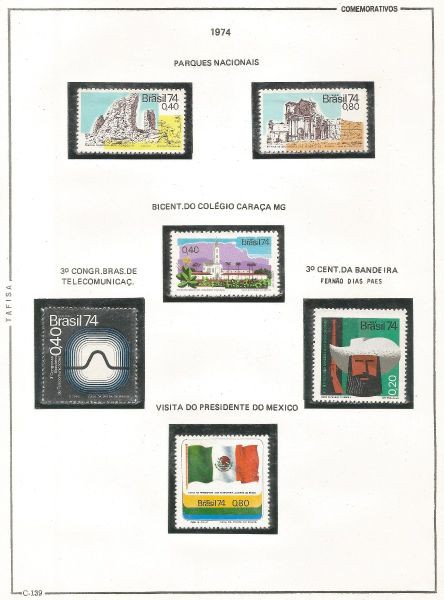 Selos do Brasil - Parte de uma Coleção de Selos Comemorativos do Brasil - 6 Selos