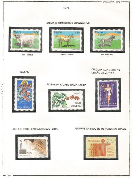 Selos do Brasil - Parte de uma Coleção de Selos Comemorativos do Brasil - 8 Selos