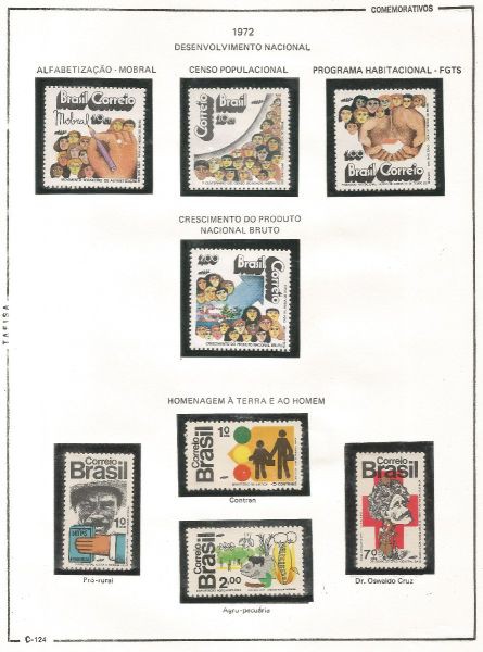 Selos do Brasil - Parte de uma Coleção de Selos Comemorativos do Brasil - 8 Selos