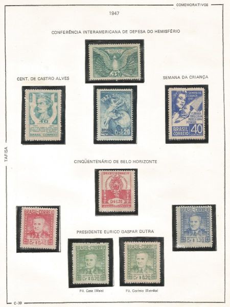 Selos do Brasil - Parte de uma Coleção de Selos Comemorativos do Brasil - 9 Selos