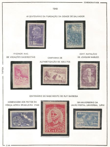 Selos do Brasil - Parte de uma Coleção de Selos Comemorativos do Brasil - 8 Selos