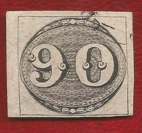 Selo do Brasil - Nº 3 - Olho de Boi - 90 Réis - Perfeito - 4 Margens - RHM 2.700 UFs - Margem infer