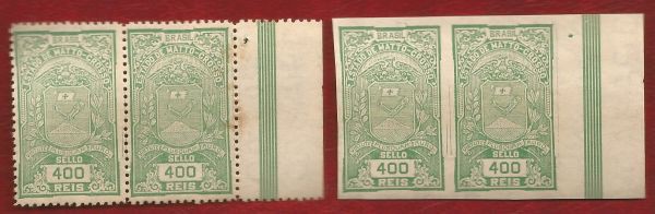 Estampilha - Selo Fiscal - Mato Grosso - 2 Pares - Novos - Perfeitos - Par Com e Sem Picote