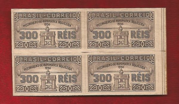 Quadra do Brasil - C-105-SD - Variedade - 1º Congresso de Numismática Brasileira - 1936 - Quadra Nov