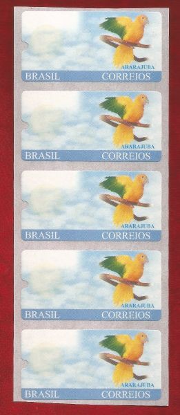 Variedade - ARARAJUBA - `Sem Valor Impresso` - Tira com 5 Selos