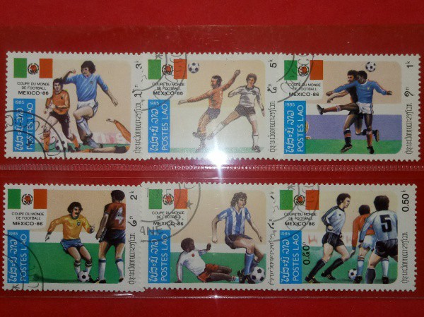 6 Selos Árabes comemorativos da Copa do Mundo do México/86, raridades