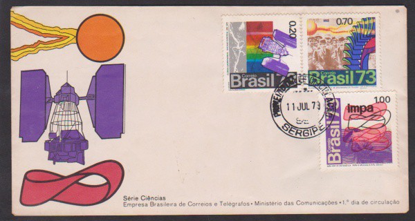 Brasil 1973 - Série Ciência. FDC oficial dos correios com série completa e carimbo de primeiro dia d