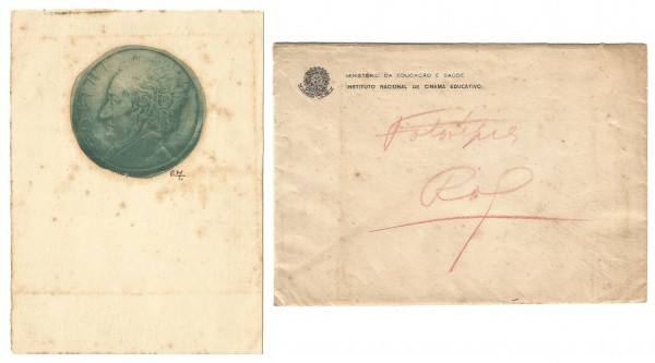 Gravura de Ghothe por Roquette Pinto. Envelope do Instituto Nacional de Cinema Educativo - Ministéri