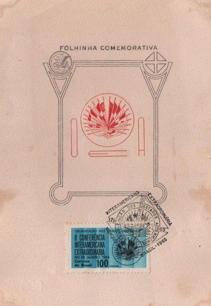 Folhinha Comemorativa II Conferencia Interamericana Extraordinária do Rio de Janeiro. 1965. Preserva