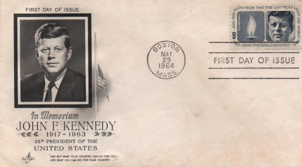 Envelope Comemorativo In Memorian de John F. Kennedy. Maio de 1964. Muito bem conservado
