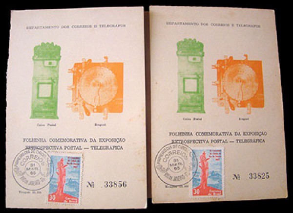 FILATELIA FOLHINHAS COMEMORATIVAS 02 OFICIAIS EMITIDAS PELOS CORREIOS EXPOSIÇÃO RETROSPECTIVA POSTAL