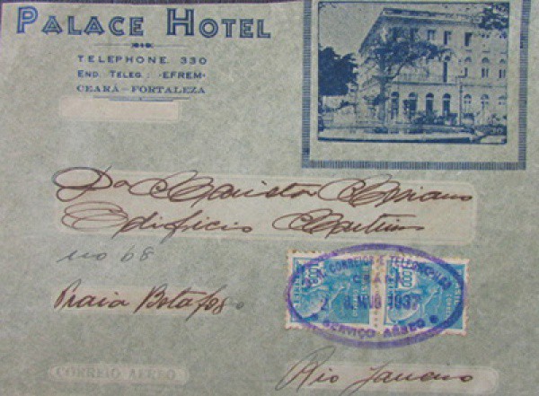 FILATELIA ENVELOPE PROPAGANDA PALACE HOTEL - RIO DE JANEIRO - 1937 BEM CONSERVADO