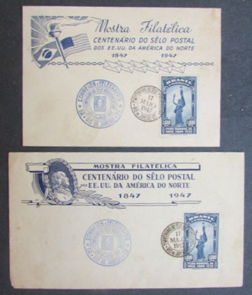 FILATELIA ENVELOPE 02 MOSTRA FILATELICA - 1847 / 1947 CENTENÁRIO DO SELO POSTAL DOS ESTADOS UNIDOS D