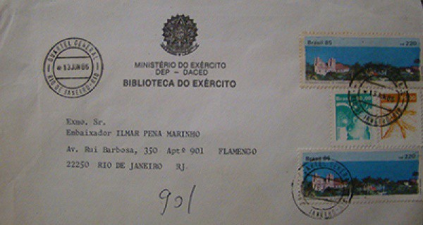 FILATELIA ENVELOPE BIBLIOTECA DO EXÉRCITO - RIO DE JANEIRO , 1986 BEM CONSERVADOS