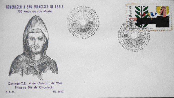 Homenagem a São Francisco de Assis - 750 Anos de Sua Morte - Primeiro dia de Circulação - Envelope e