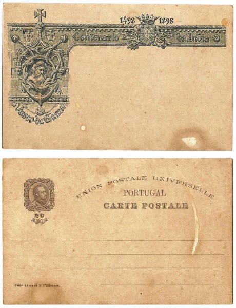 Inteiro Postal - Centenário da Índia, 1498-1898. Porte de 20 reis. Iconografia do Castelo da Pena -