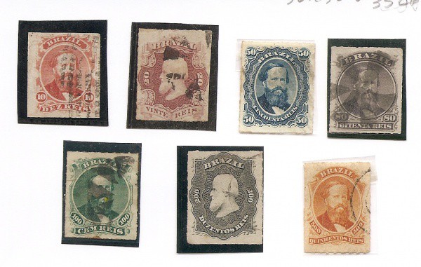 AV0648 - Selos Dom Pedro - Império - RHM 30 a 36 - Serie completa com carimbo MUDO