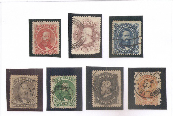 AV5026 - Selos Império - Dom Pedro II - RHM 23 a 29 - Serie completa com carimbo
