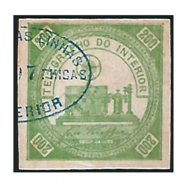 AV5145 - Selo TELEGRAFO - T04 - 200 Reis - com carimbo