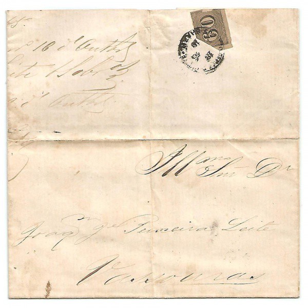 AV5149 - Selo 60 Reis - R014 sobre carta - circulada do Rio de Janeiro para Vassouras - 1-08-1850 -