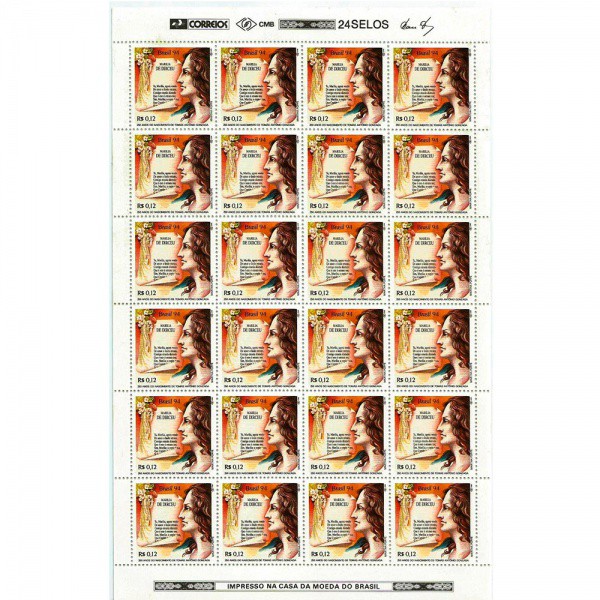 AV9218 - 5 Folhas com 24 Selos cada - C1914 - 1994 - Tomaz Gonzaga