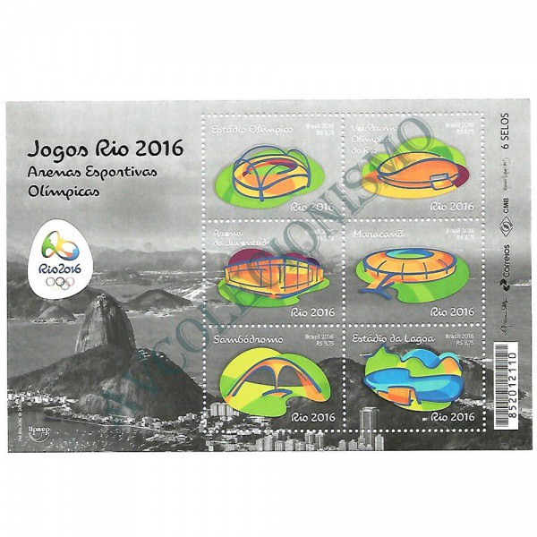AV9457 - Bloco - Jogos Rio 2016 - Arenas Esportivas Olímpicas - 2016 - MINT