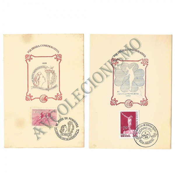 AV9503 - 2 Folhinhas - Jogos da Primavera - 1955 e 1959